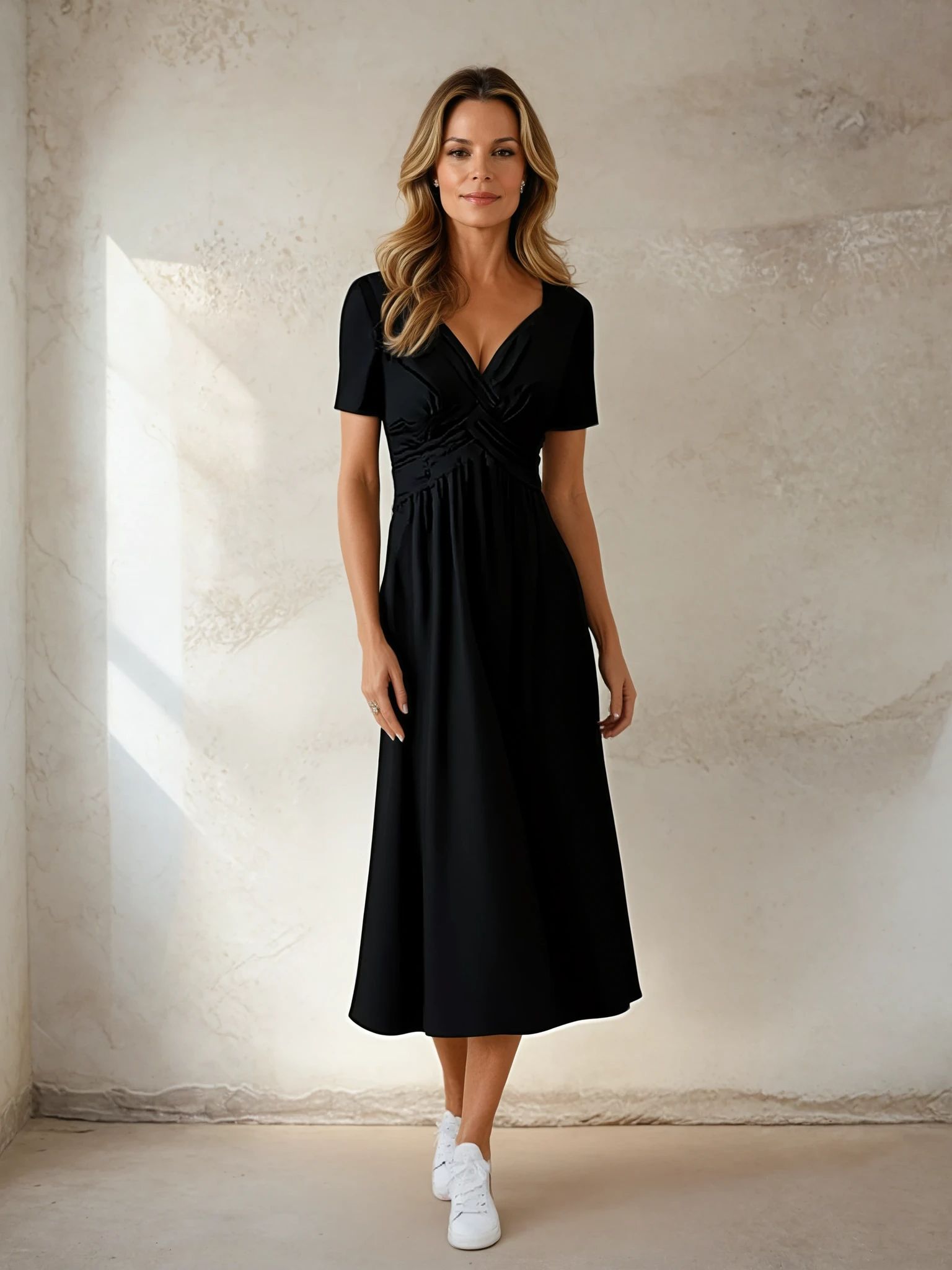 Chiara | Abito midi con scollo incrociato