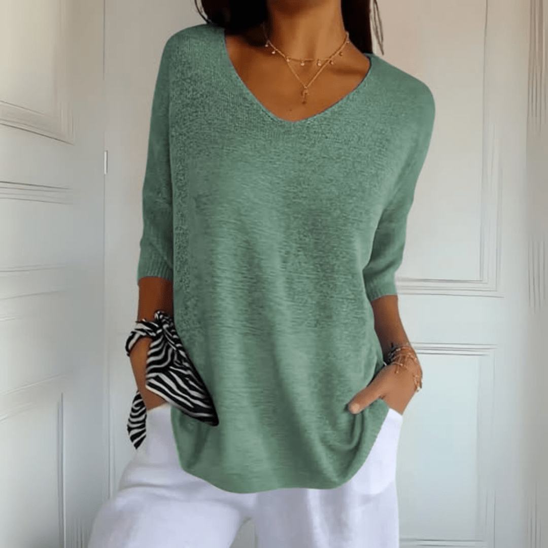 Elena | Maglia lavorata a maglia con scollo a V
