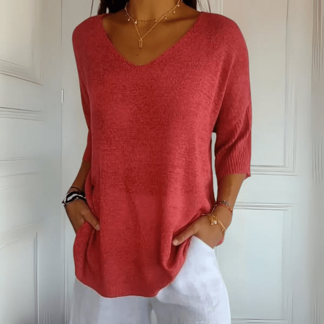 Elena | Maglia lavorata a maglia con scollo a V