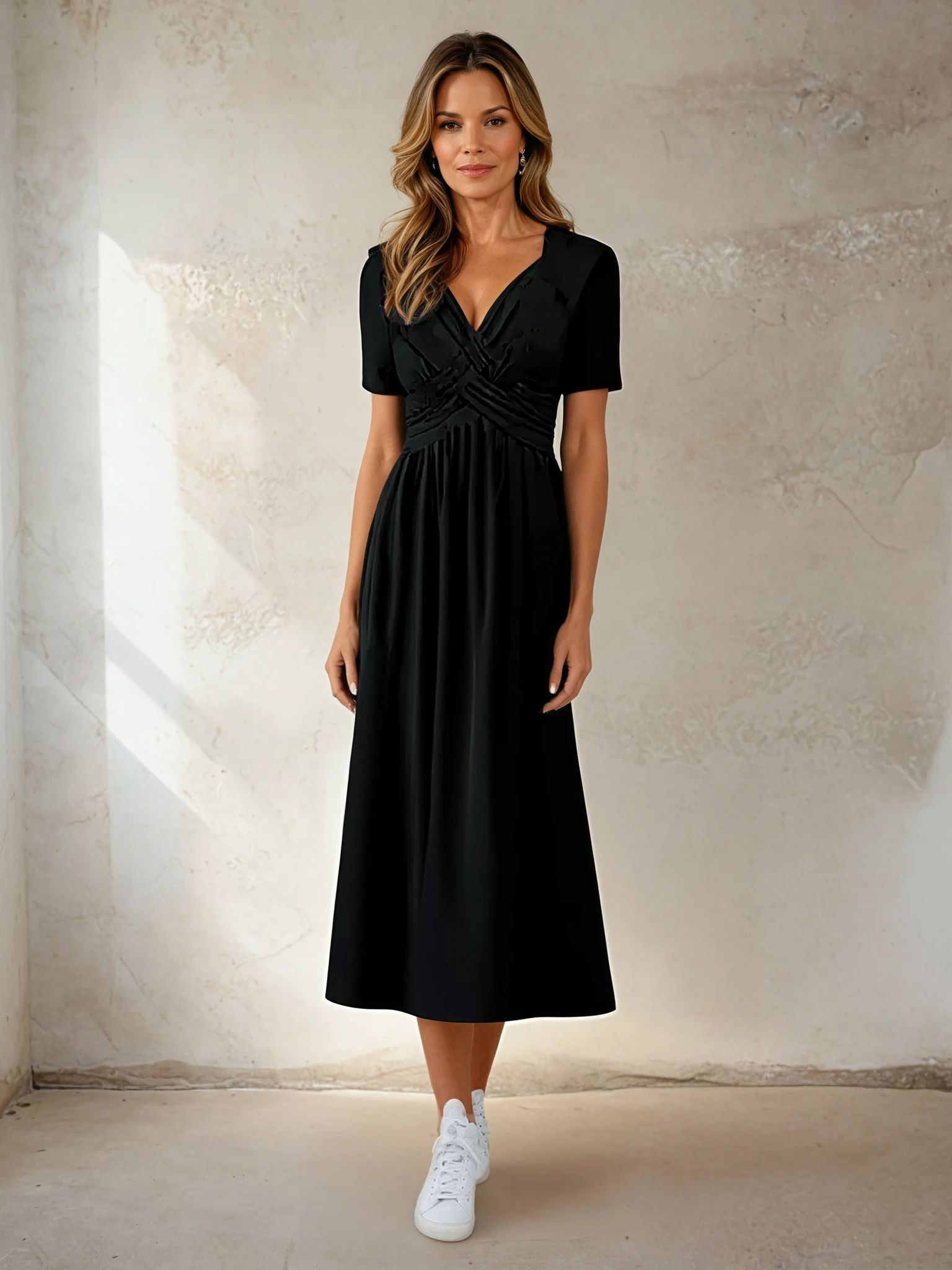 Chiara | Abito midi con scollo incrociato