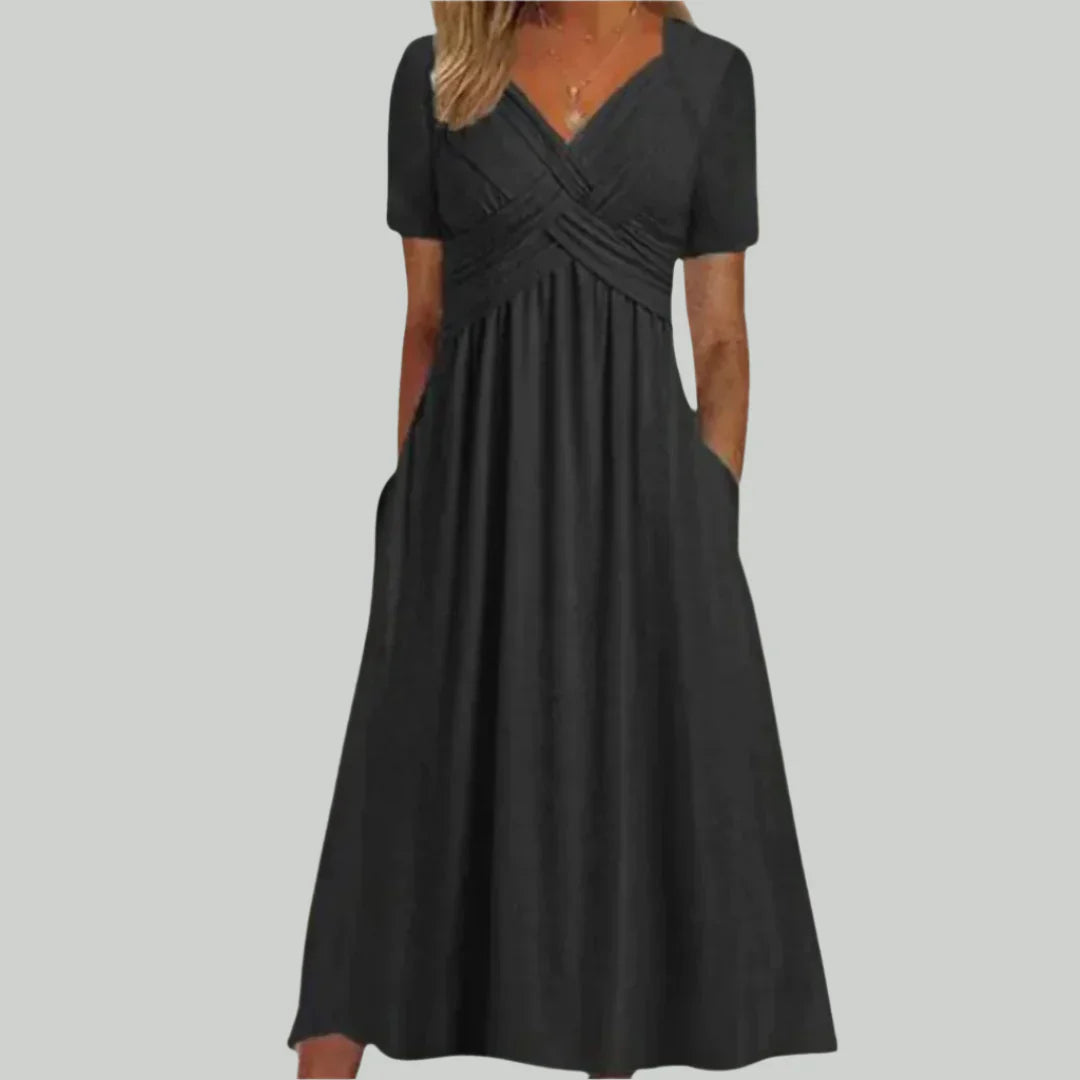 Chiara | Abito midi con scollo incrociato